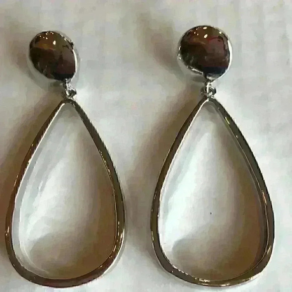 Charter Club new silver tone open drop earrings - Picture 2 of 8